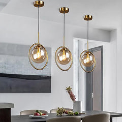 Cirkulär Geometrisk Design Guld Glas Taklampa