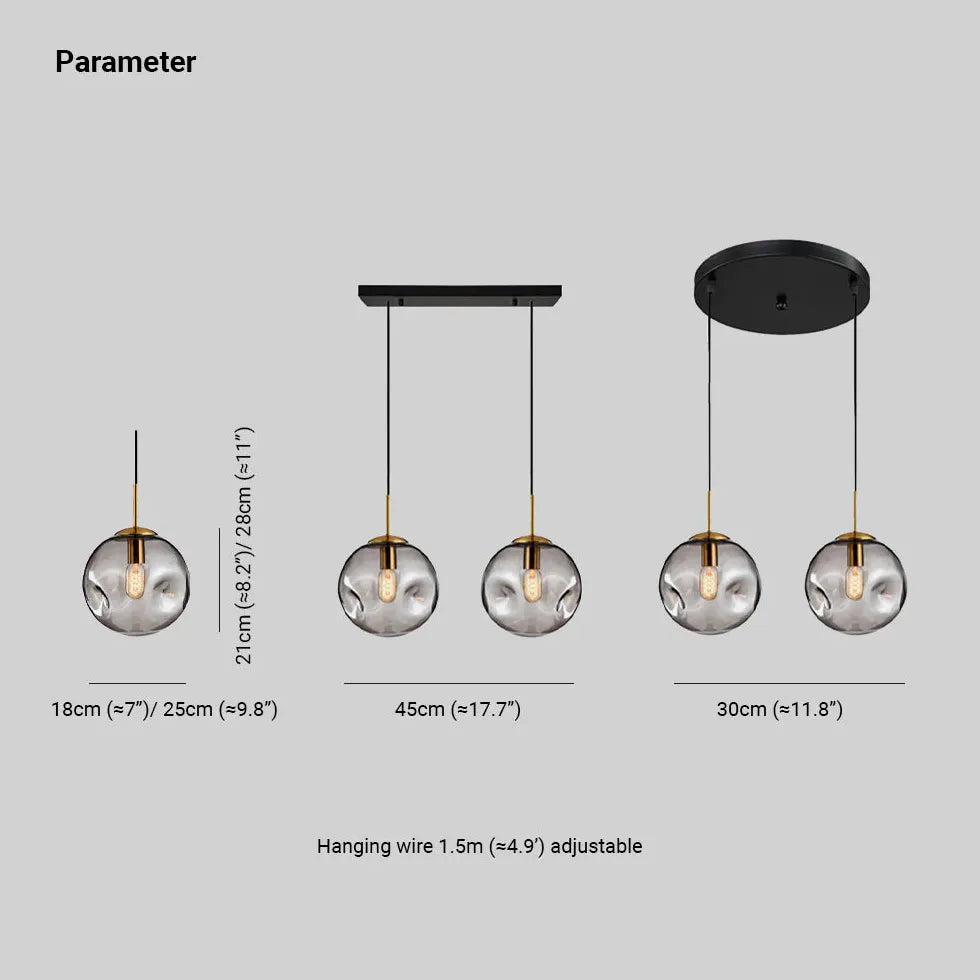 Pendellampa Rund Glas Enkel Designkänsla 