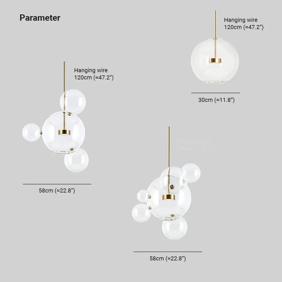 Bubbel Klar Glas Guld Taklampa