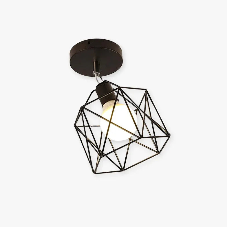 Geometrisk Metallram Svart Modern Taklampa