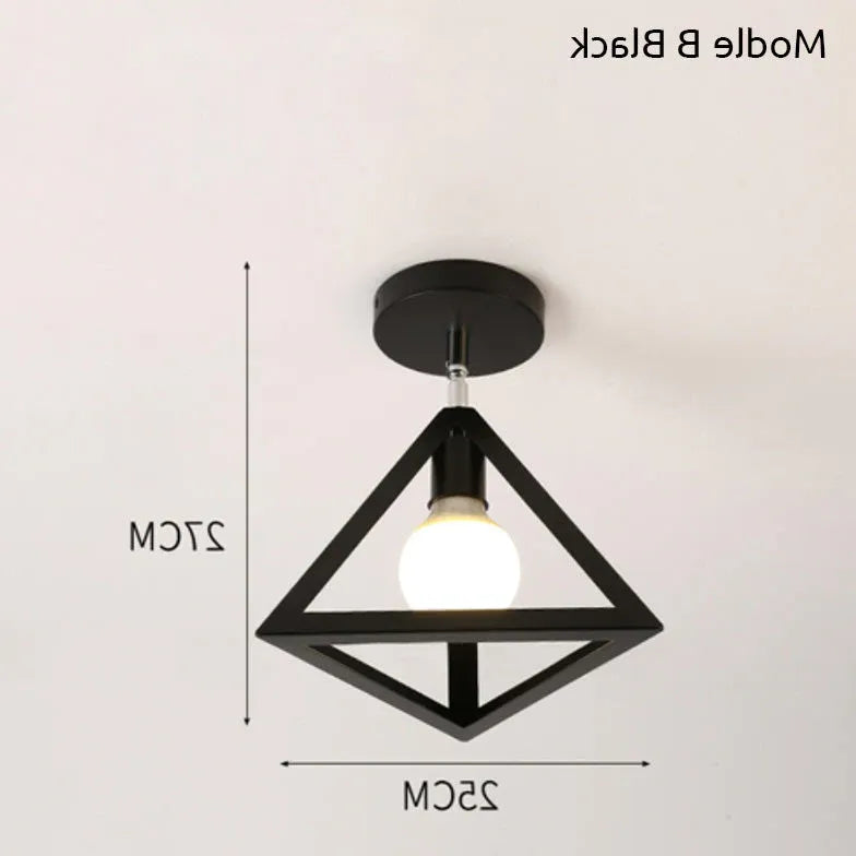 Geometrisk Metallram Svart Modern Taklampa