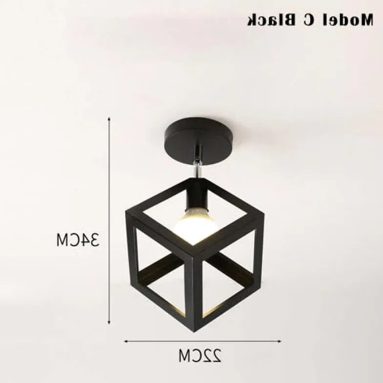 Geometrisk Metallram Svart Modern Taklampa