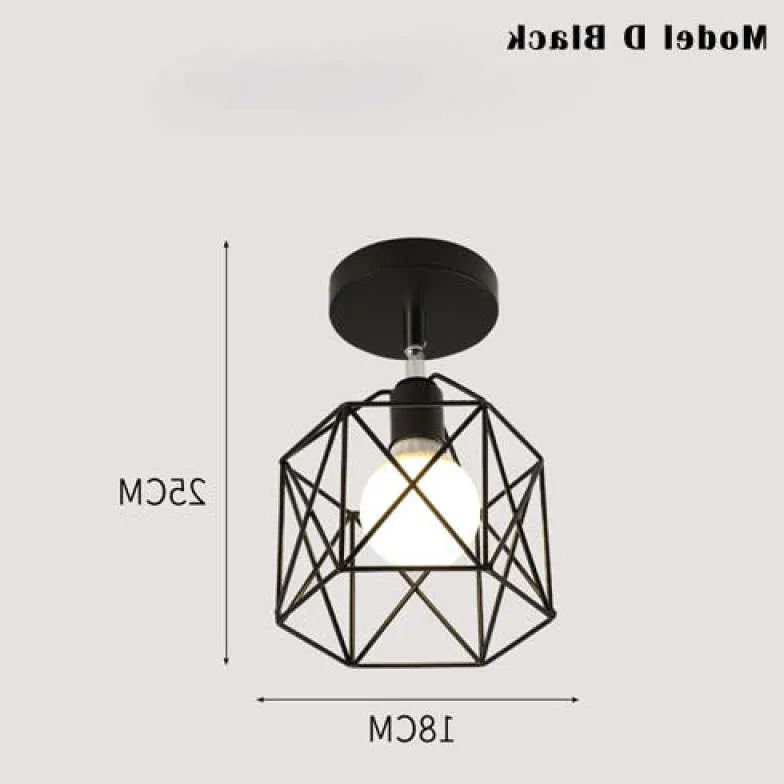 Geometrisk Metallram Svart Modern Taklampa