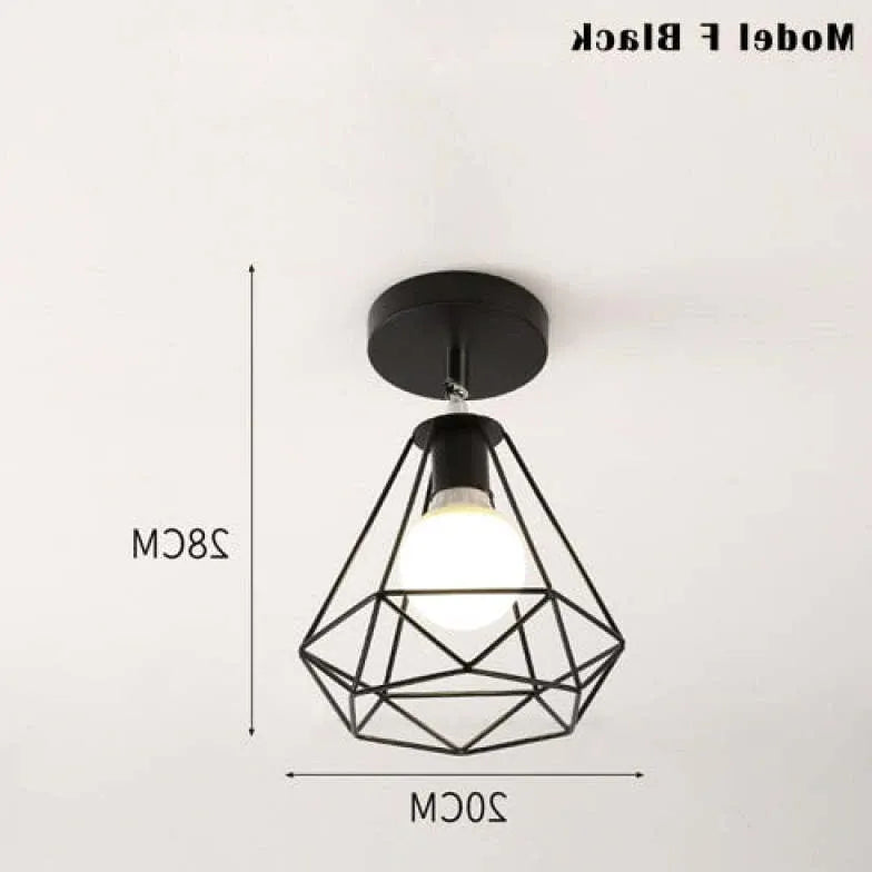 Geometrisk Metallram Svart Modern Taklampa