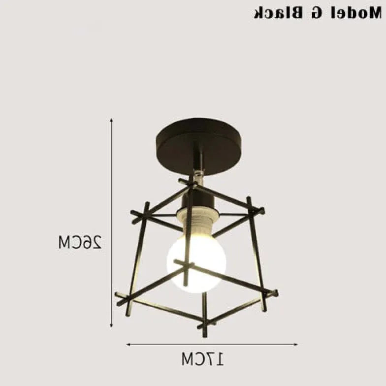 Geometrisk Metallram Svart Modern Taklampa