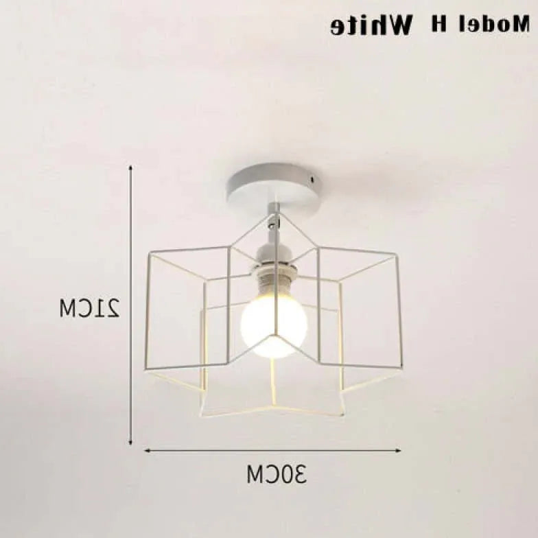 Geometrisk Metallram Svart Modern Taklampa