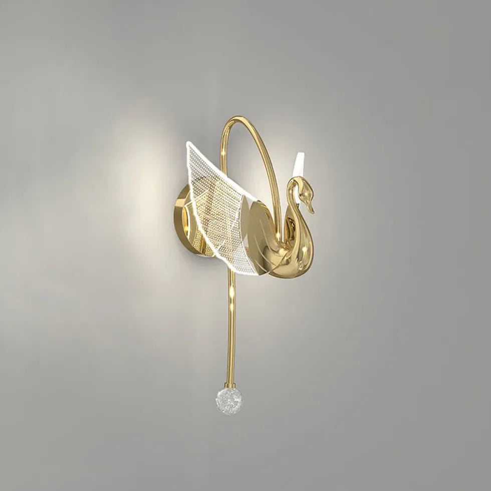 Svanformad Design Lyxig Modern Guld Vägglampa 