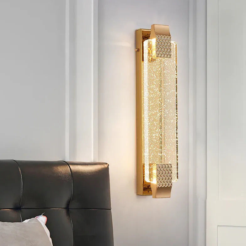 Rektangulär Bubbelglas Guld Modern Vägglampa