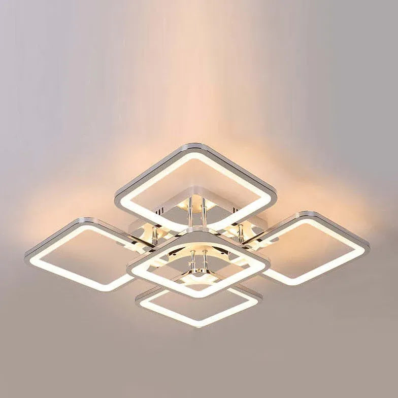 Rektangulär Ram Symmetrisk Design Vardagsrum Modern Plafondlampa