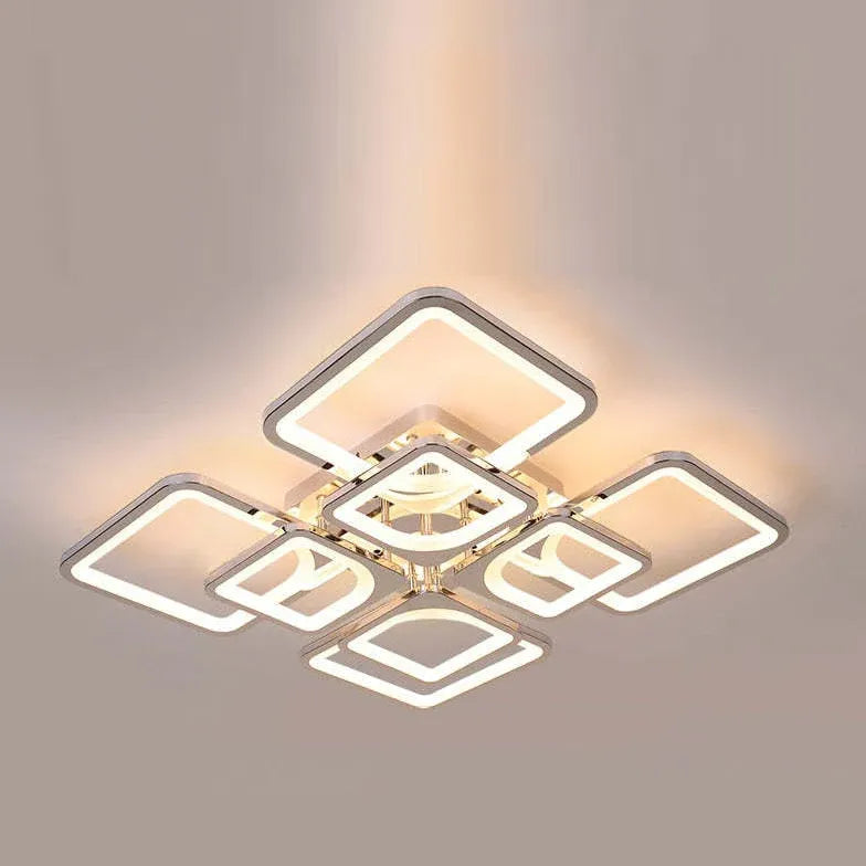 Rektangulär Ram Symmetrisk Design Vardagsrum Modern Plafondlampa