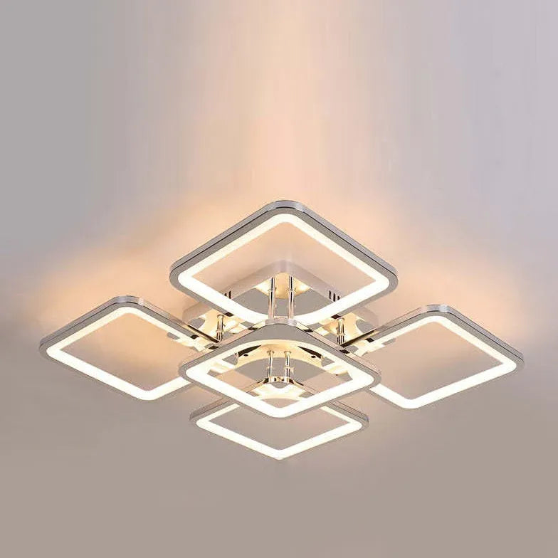 Rektangulär Ram Symmetrisk Design Vardagsrum Modern Plafondlampa