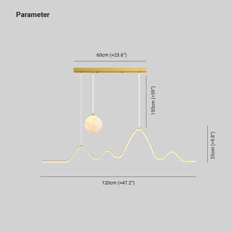 Mån Våg Svart Minimalistisk LED Hänglampa