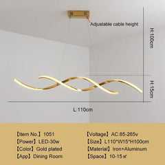 Guldstreck Dubbelspiralformad Akryl Taklampa Design