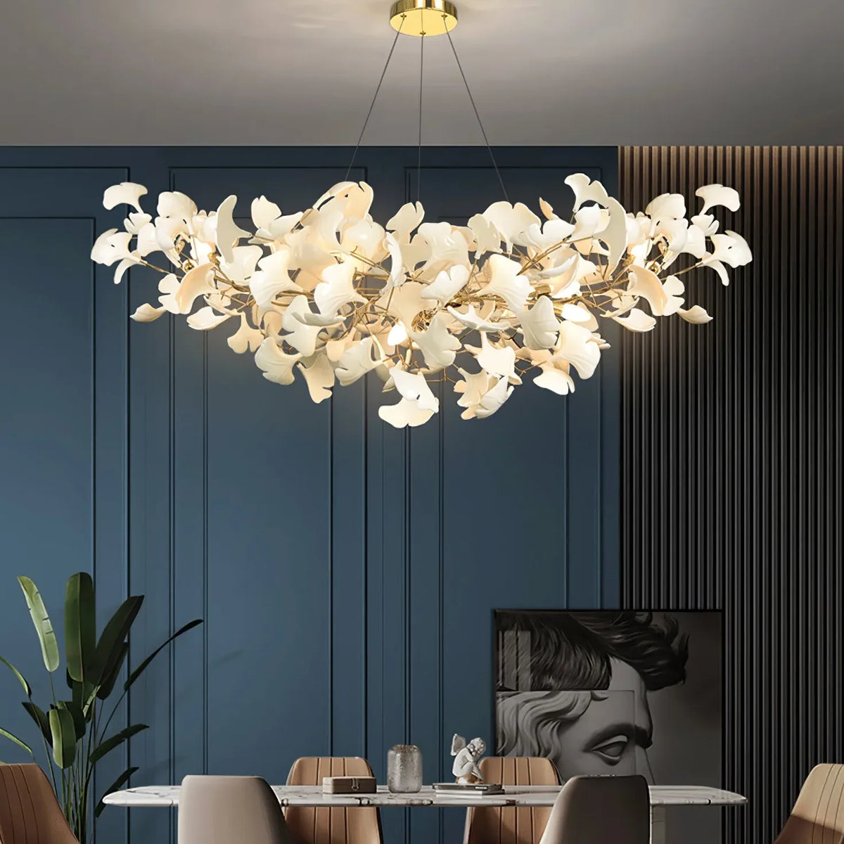 Ginkgo bladform modern vit LED-hänglampa 