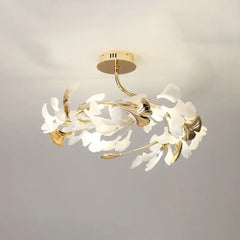 Taklampa Guld Vit Gingko Elegance