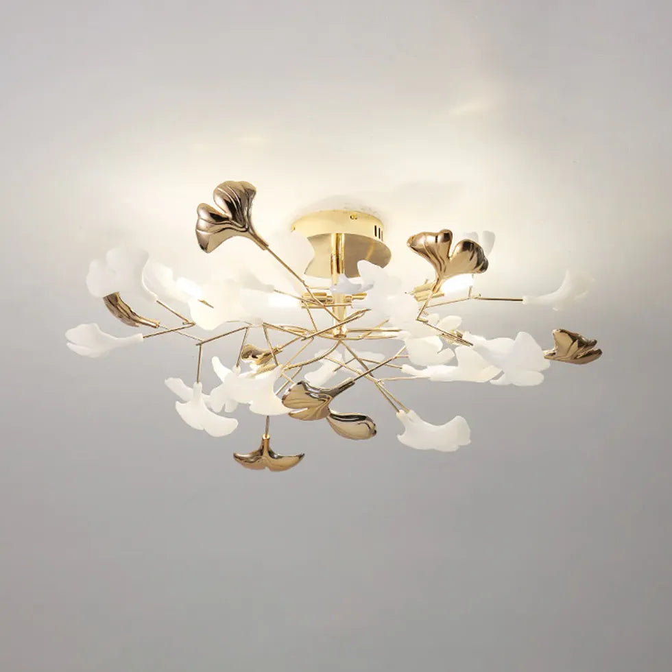 Taklampa Guld Vit Gingko Elegance