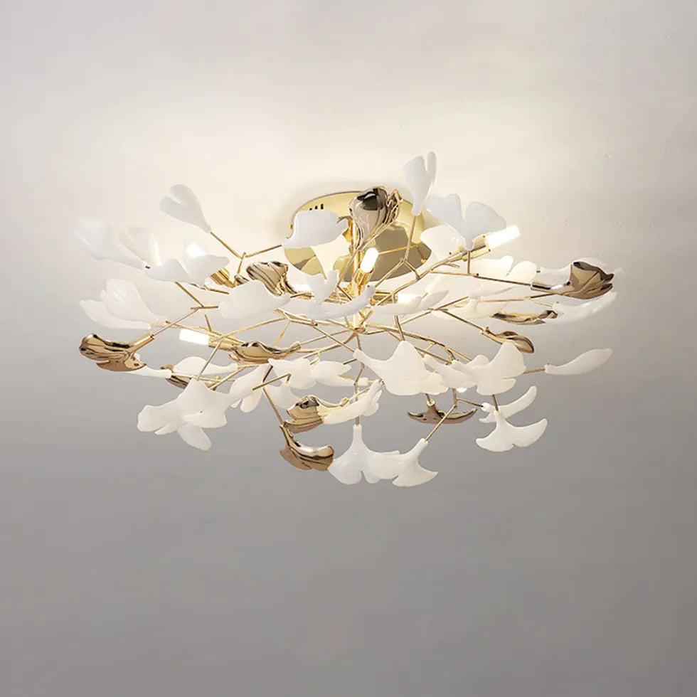 Taklampa Guld Vit Gingko Elegance