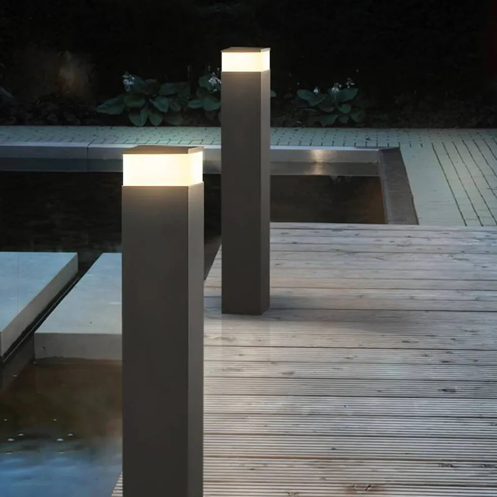 Cylindrisk Svart Trädgård Modern LED Stolplampa