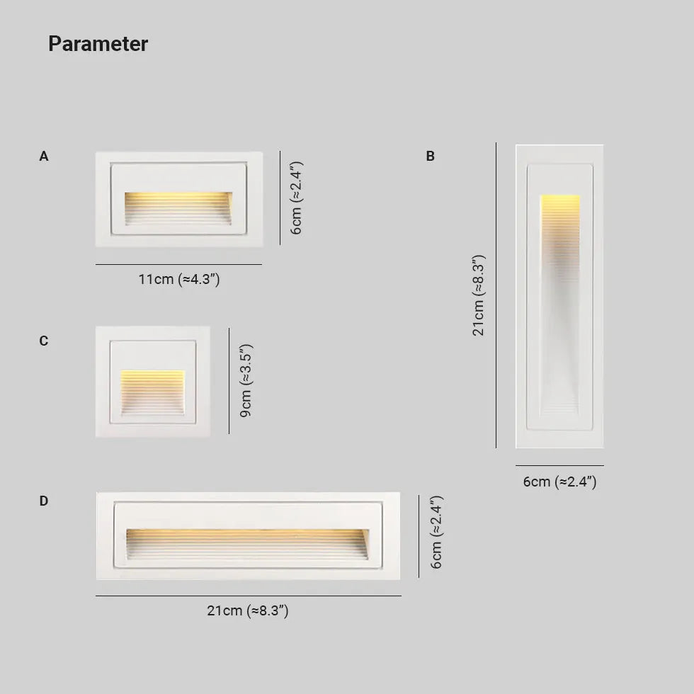 Geometrisk Infälld LED Steg Utomhus Vägglampa