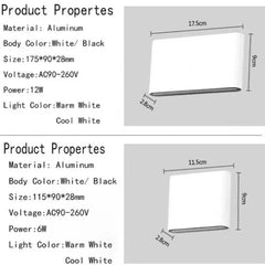 Upp- Och Nedljus Svart Rektangulär Minimalistisk 