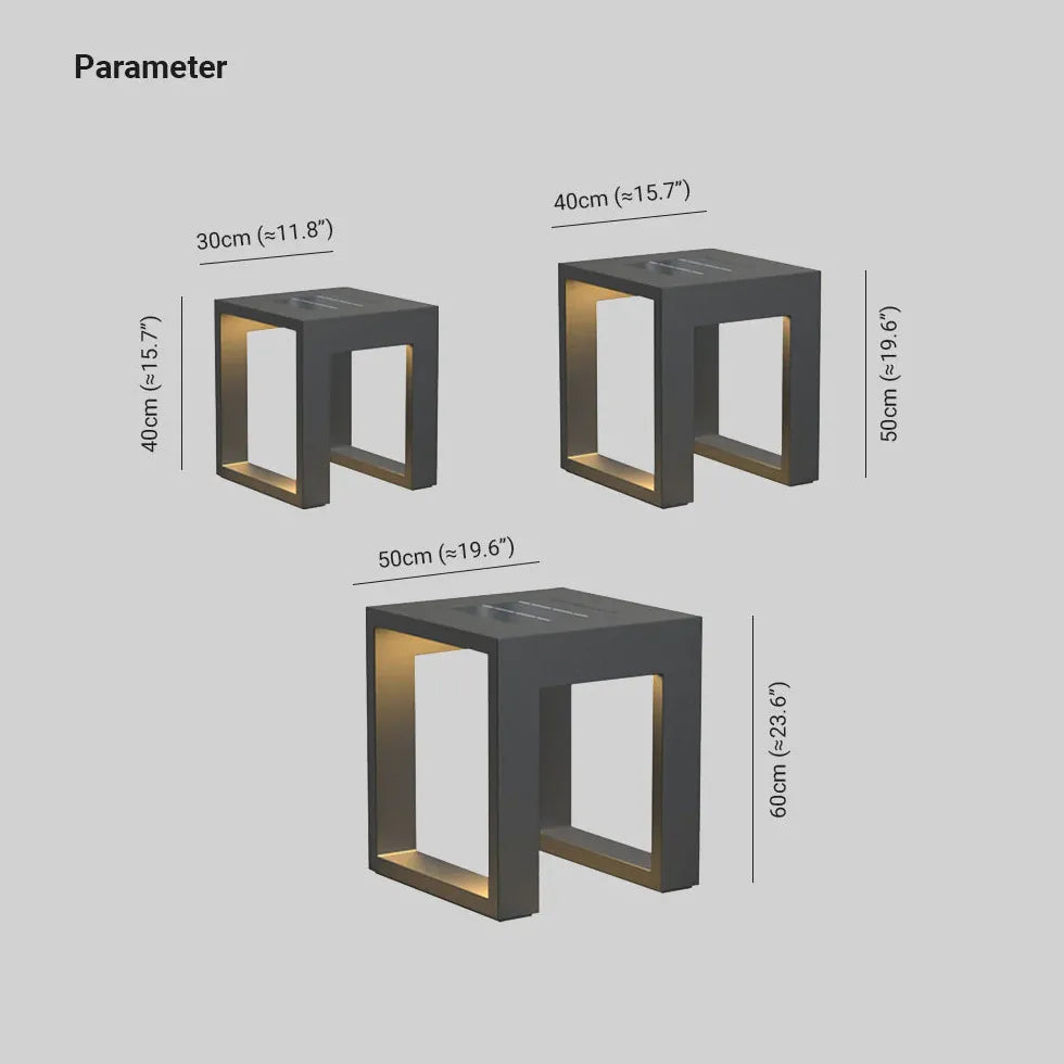 Fyrkantig Ram Svart Solcell Utomhus Golvlampa 