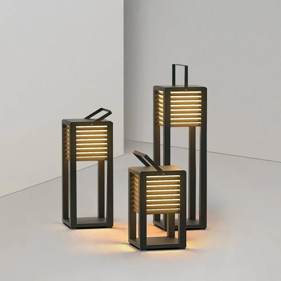 Lamell Cuboid Solcell Utomhus Golvlampa 