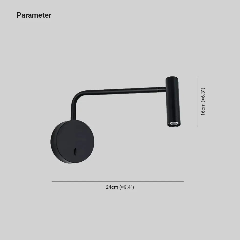 Svart Långarmad Minimalistisk Väggmonterad Läslampa För Sovrum