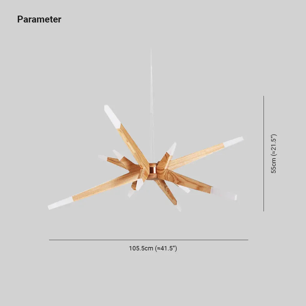 Asymmetrisk Flerarmad Trä Modern Design Taklampa