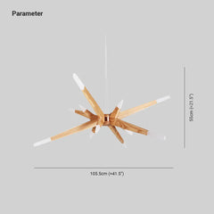 Asymmetrisk Flerarmad Trä Modern Design Taklampa