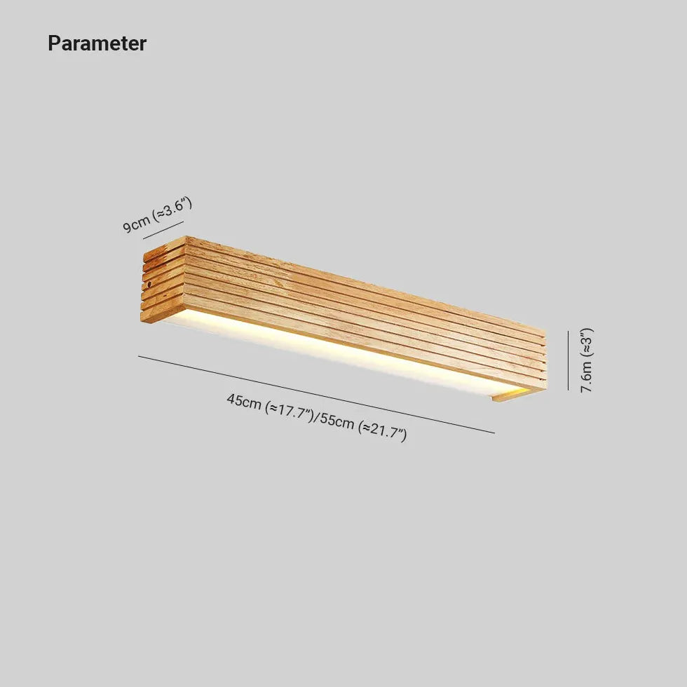 Vägglampa i trä Rectangle Led badrum