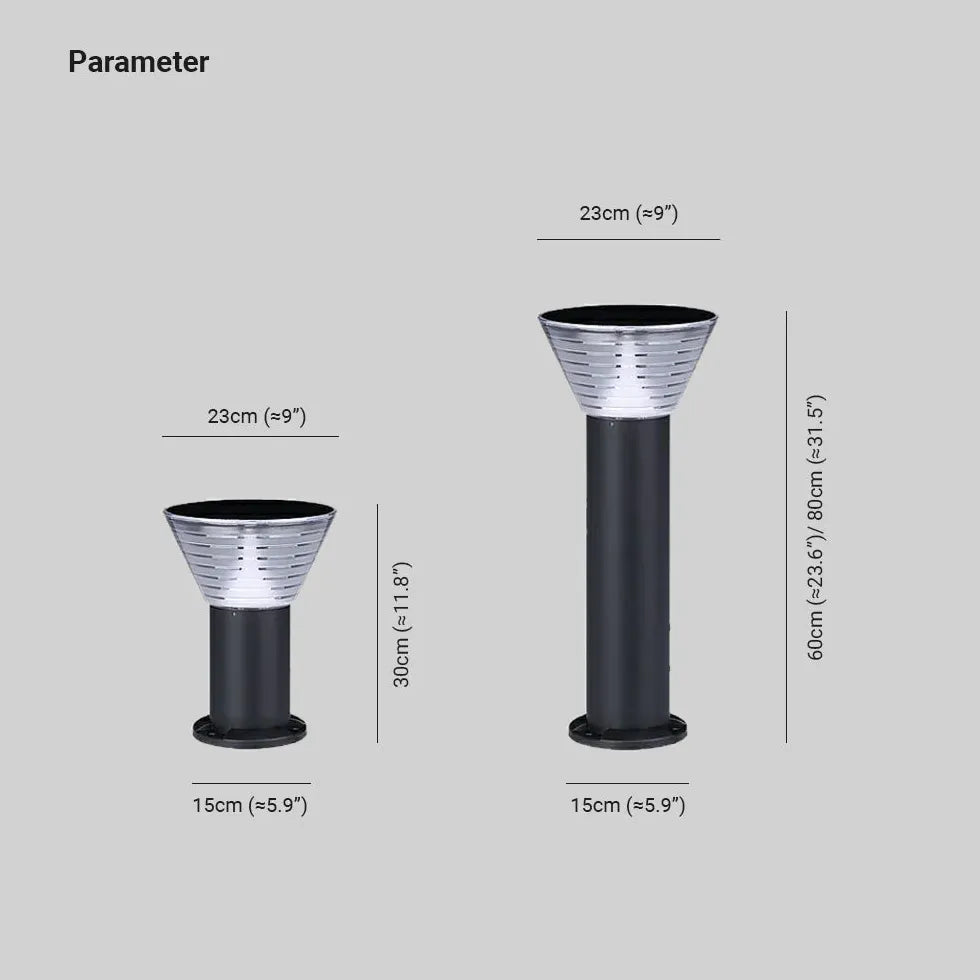 Konformad LED Svart Solar Utomhus Bollardlampor