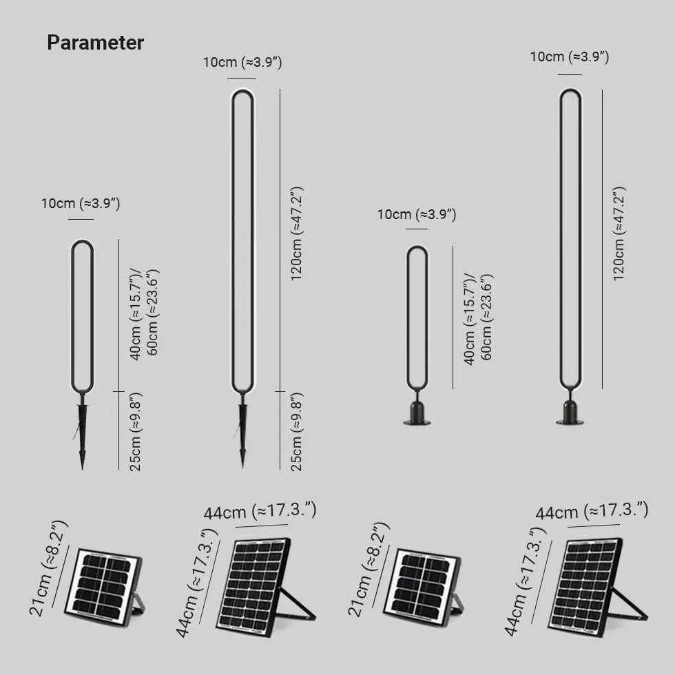 Lång Oval Ring Solar Bollardlampor