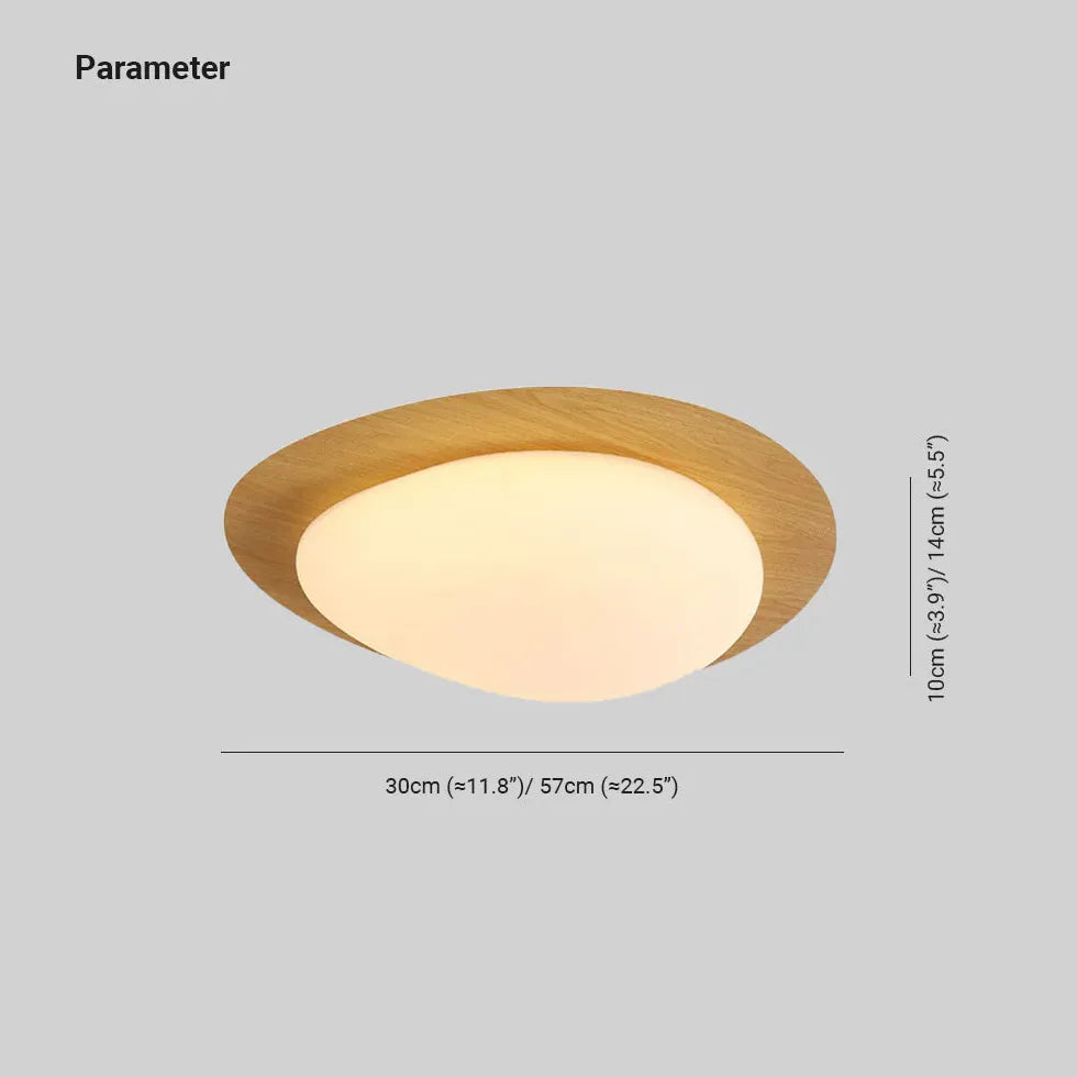 Rund Minimalistisk Taklampa Med Träram