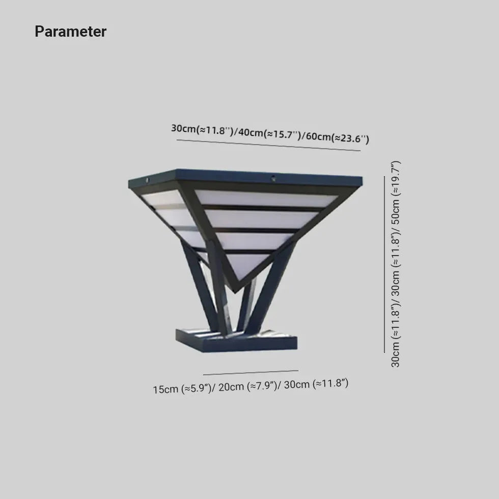 Pyramformad LED Svart Staket Utomhuspelarlampa