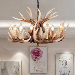 Vintage Multi-Head Wooden Chandelier Design