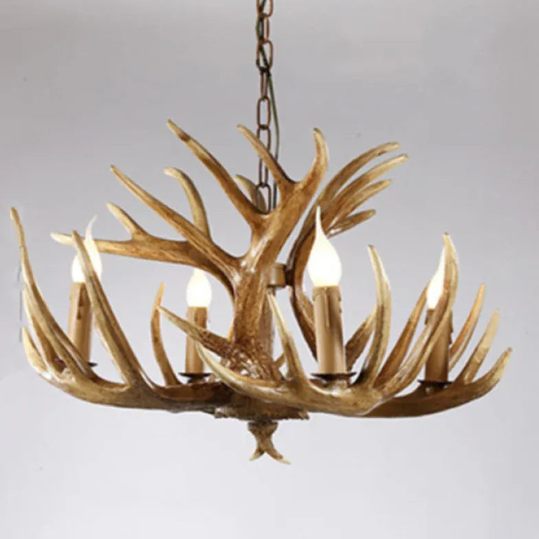 Vintage Multi-Head Wooden Chandelier Design