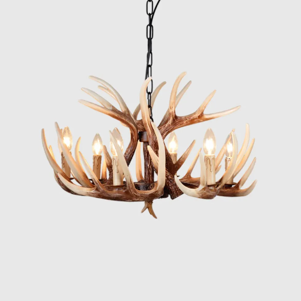 Vintage Multi-Head Wooden Chandelier Design