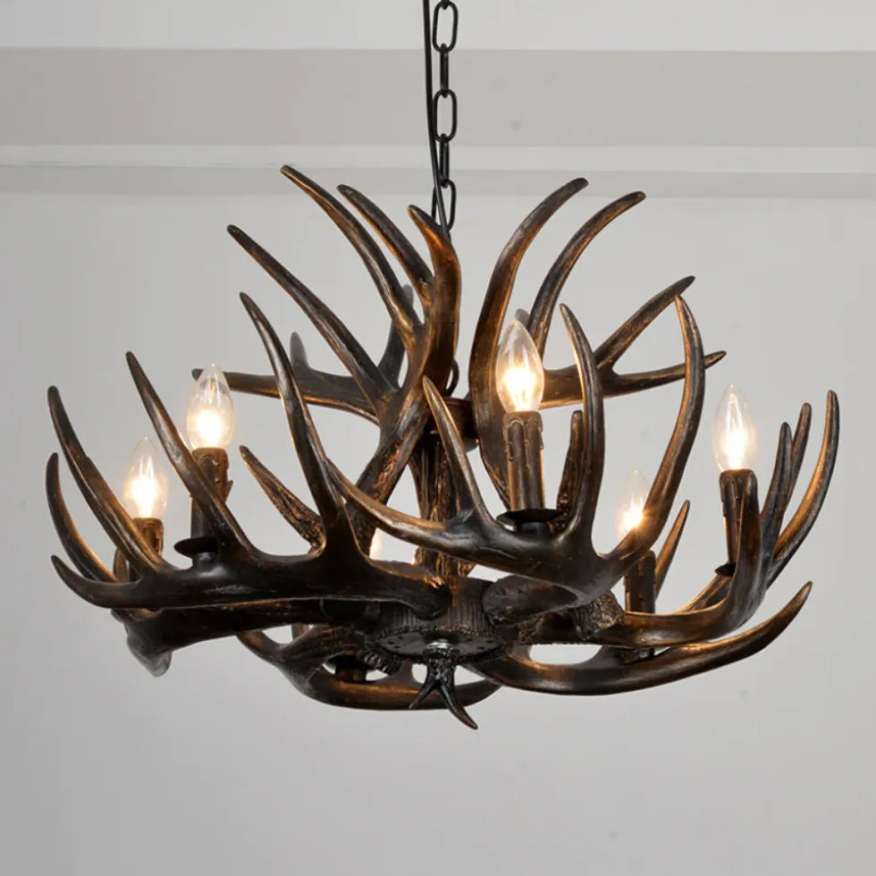 Vintage Multi-Head Wooden Chandelier Design