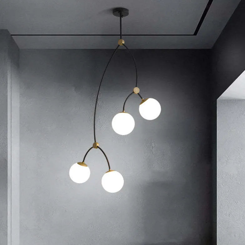 Modern Svart Lampadario med Grenar i Minimalistisk Stil 