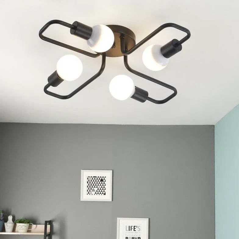 Taklampa Mattrum Svart Industriell Retro Inredning 